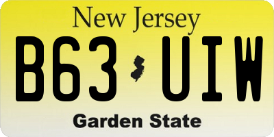 NJ license plate B63UIW