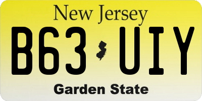 NJ license plate B63UIY