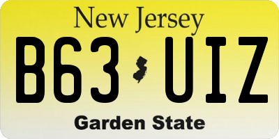 NJ license plate B63UIZ
