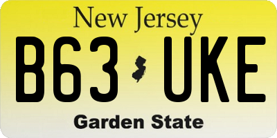 NJ license plate B63UKE
