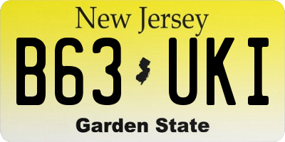 NJ license plate B63UKI