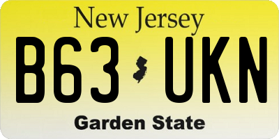 NJ license plate B63UKN