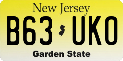 NJ license plate B63UKO