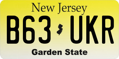 NJ license plate B63UKR