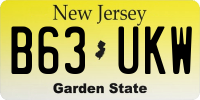 NJ license plate B63UKW