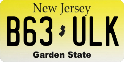 NJ license plate B63ULK