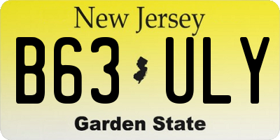NJ license plate B63ULY