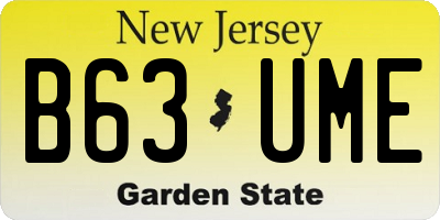 NJ license plate B63UME