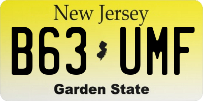 NJ license plate B63UMF