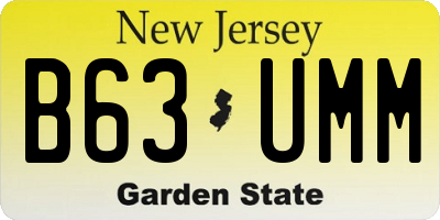 NJ license plate B63UMM