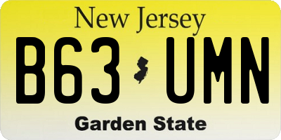 NJ license plate B63UMN
