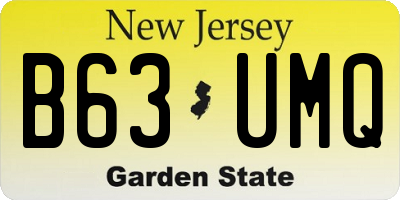 NJ license plate B63UMQ