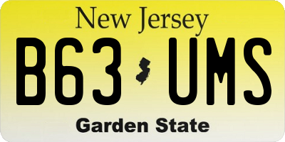 NJ license plate B63UMS