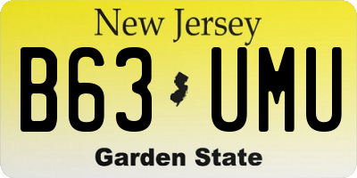 NJ license plate B63UMU