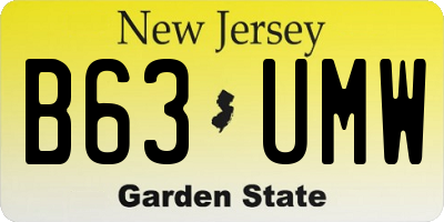 NJ license plate B63UMW
