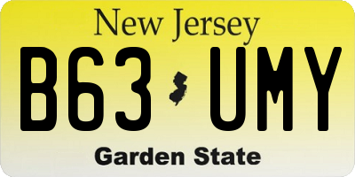 NJ license plate B63UMY