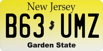 NJ license plate B63UMZ