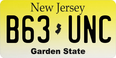 NJ license plate B63UNC