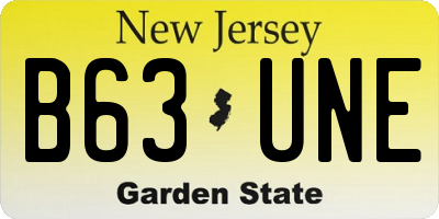 NJ license plate B63UNE