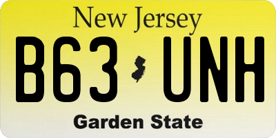 NJ license plate B63UNH