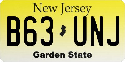 NJ license plate B63UNJ