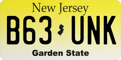 NJ license plate B63UNK