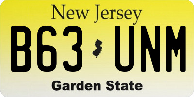 NJ license plate B63UNM