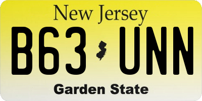 NJ license plate B63UNN