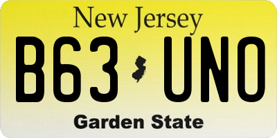 NJ license plate B63UNO