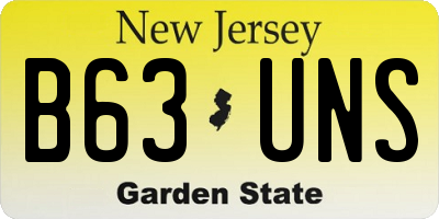 NJ license plate B63UNS