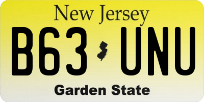 NJ license plate B63UNU