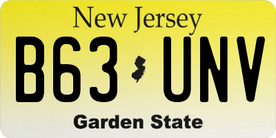 NJ license plate B63UNV