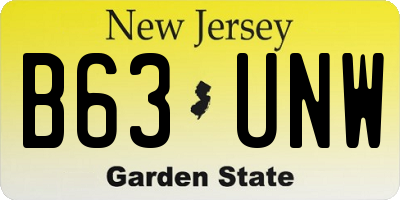 NJ license plate B63UNW