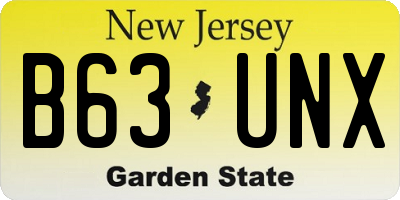 NJ license plate B63UNX