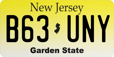 NJ license plate B63UNY