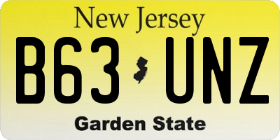 NJ license plate B63UNZ