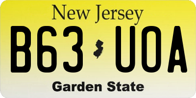 NJ license plate B63UOA