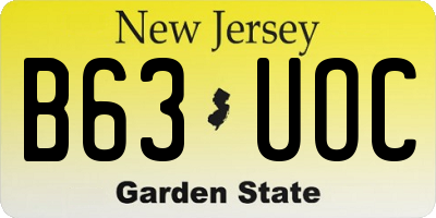 NJ license plate B63UOC