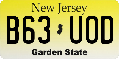 NJ license plate B63UOD