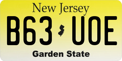 NJ license plate B63UOE