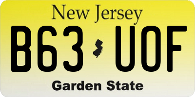 NJ license plate B63UOF