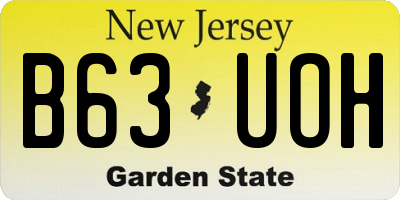 NJ license plate B63UOH
