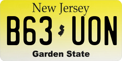 NJ license plate B63UON
