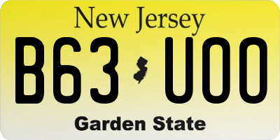 NJ license plate B63UOO