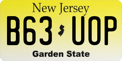NJ license plate B63UOP