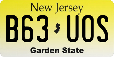 NJ license plate B63UOS