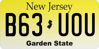 NJ license plate B63UOU