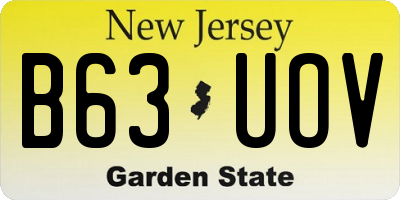 NJ license plate B63UOV