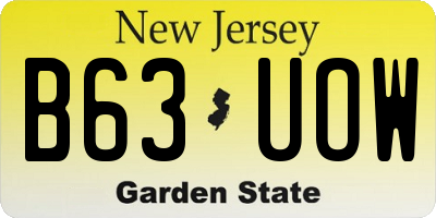 NJ license plate B63UOW