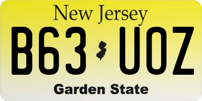 NJ license plate B63UOZ